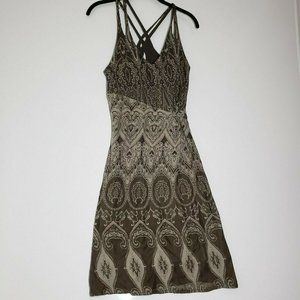 Athleta Sz Small Knotted Nanda Cross Back Midi Dress 221068 Neutral Paisley